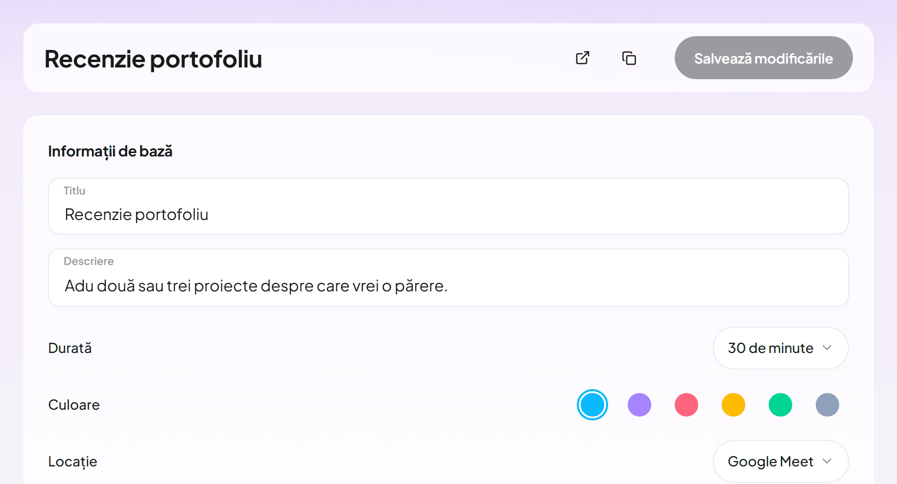 Editorul unui tip de eveniment cu o recenzie de portofoliu de 30 de minute pe Google Meet